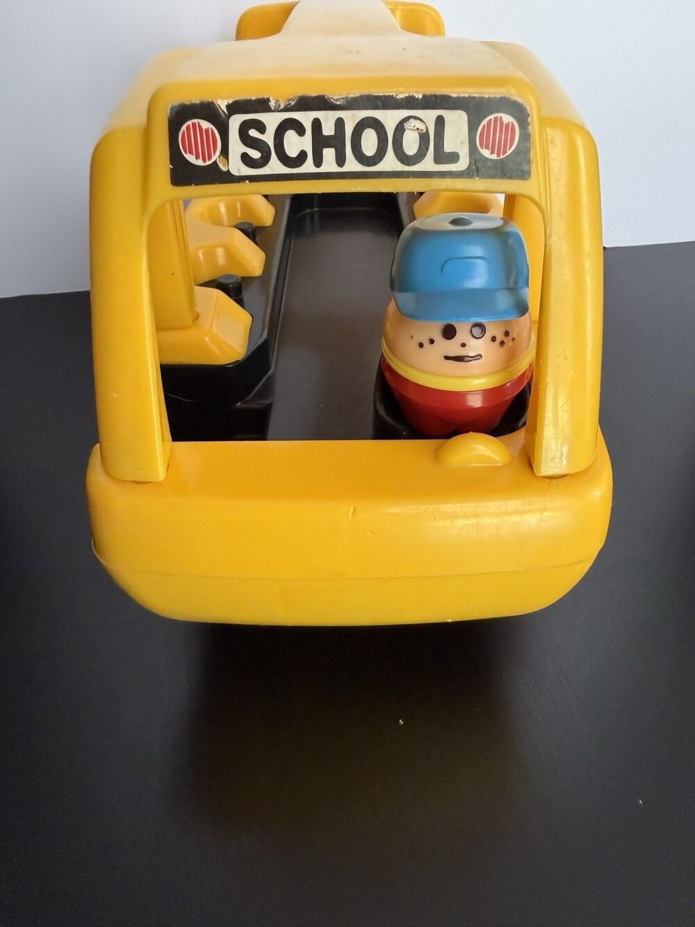 Vintage Little Tikes School Bus w/ Driver Figure Made in USA Yellow Toy HTF
